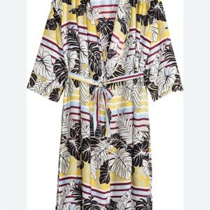 Tropical Print Kimono Robe